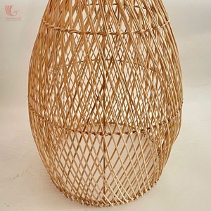 Abat-jour en rotin tissé en forme de cône, style bohème, couverture de lampe écologique, artisanat fait main, décoration extérieure - Product Image 2