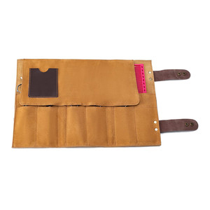 Estuche Porta Tijeras de Peluquería de Cuero Genuino, Reutilizable, Duradero, Bolsa Enrollable Profesional para Herramientas de Salón - Product Image 2