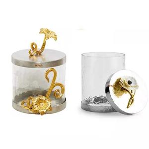 Bocal en verre design moderne avec couvercle en métal Décor à la maison Boîte de cuisine Couvercle de rangement scellé pour condiments - Product Image 4