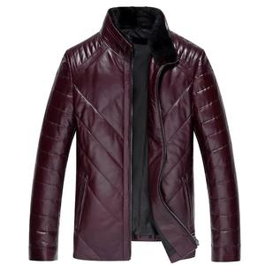 Chaqueta de lona de cuero genuino para hombre invierno grueso cálido negocios moda coreana High Street Stand Collar Coat - Product Image 2