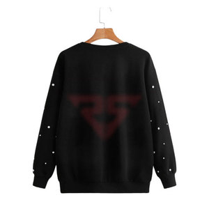 Sudaderas largas de algodón liso para mujer, sudadera de diseño personalizado, sudadera personalizada para mujer, Sudadera de cuello redondo - Product Image 2