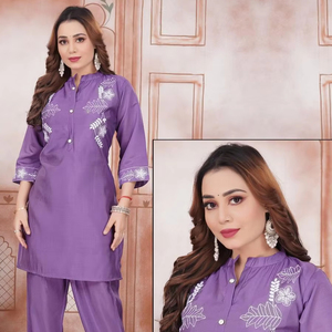 Diseñador Formal Party ART Silk Top and Bottom Co-ord Set por ROMAN MANUFACTURERS Indian & Pakistani Clothing - Product Image 1