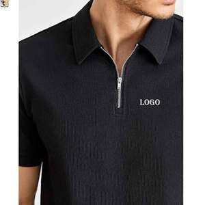 casual wear zipper POLO shirt printed logo on chest 90%<b>polyester</b> 10%spandex breathable man golf polo <b>tshirt</b> shirts custom logo - Product Image 5