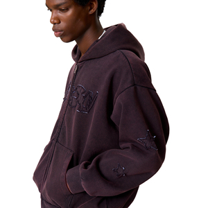 Sweat à capuche en molleton 100% coton, coupe classique, uni, teinture unie, avec logo imprimé DTG personnalisé en strass pour homme - Product Image 2