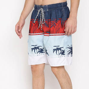 Shorts de Baño para Hombre, Color Azul Marino, Rojo, Azul Hielo, con Estampado Tropical de Palmeras, Protección Solar UPF 50+, Secado Rápido, Ropa de Playa de Alto Rendimiento, de Fábrica - Product Image 3