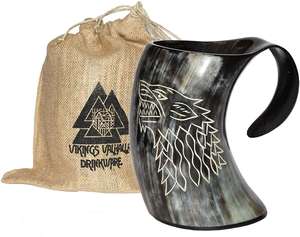 Tasse en corne de buffle naturelle de haute qualité avec poignée de haute qualité pour bière vin hydromel/chope à corne à boire - Product Image 2