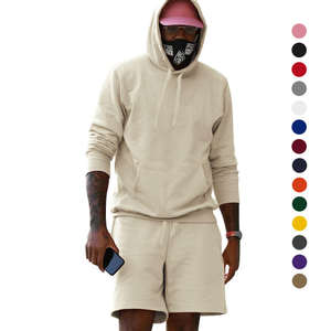 Super doux deux pièces ensembles hommes sweats à capuche et shorts ensembles haute qualité coton polaire tissu matériel à capuche et ensemble court - Product Image 5