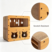 Maison pour chat en carton double couche, cachette intérieure avec balançoire interactive, espace de jeu confortable, meubles pour chat, griffoir pour chat