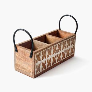 Hot Selling Handmade Wood Metal Cutlery Spoon Utensils Holder with Spoon Rests Pot <b>Clips</b> for Kitchen Restaurant Hotel Party - Product Image 4