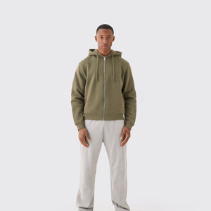 Sudadera con capucha personalizada con cremallera en relieve para hombre 100% algodón forro polar pesado temporada de invierno cremallera con capucha teñida Lisa servicio OEM - Product Image 6