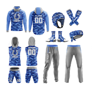 Uniformes de Fútbol Americano 7v7 para Adultos, Paquetes de Equipos, Sudadera con Capucha y Pantalones Cortos con Estampado Digital Personalizado, Antibacterianos y Resistentes al Agua - Product Image 1