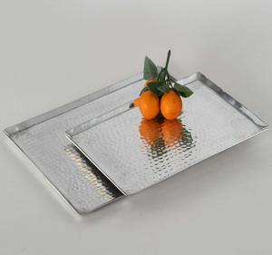 Luxueux 100% alimentaire sûr aluminium métal nickelé plateaux de service bol plateaux plaque de charge plateau martelé à la main - Product Image 5