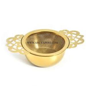 ที่กรองชาทองเหลืองบริสุทธิ์ทรงกลมเคลือบทองโต๊ะในครัว - Product Image 4