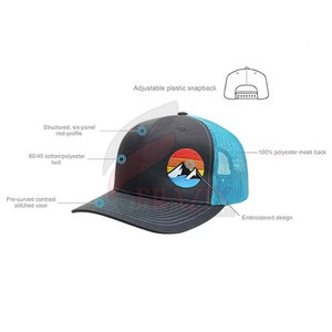 Casquette de camionneur en maille personnalisée, 5 panneaux, devant en mousse, avec fermeture à pression réglable, casquettes de camionneur en maille respirante en polyester - Product Image 5