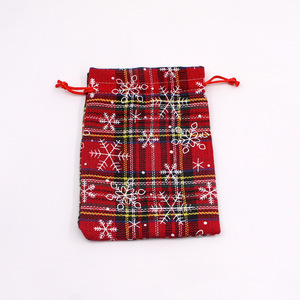 Classique Noël Couleur Vichy Flocon De Neige Cordon Décoration De Noël <span class=keywords><strong>Sac</strong></span> De Pomme - Product Image 2