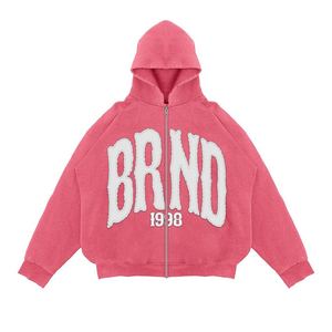 Ensemble de survêtement personnalisé délavé à l'acide prix de gros patch sweat à capuche zippé pantalon de survêtement lavé uni hiver essentiel - Product Image 6