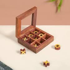 Jeu de Tic Tac Toe en bois fait à la main avec figure de visage de danger en laiton de haute qualité pour l'été et l'hiver des enfants - Product Image 5