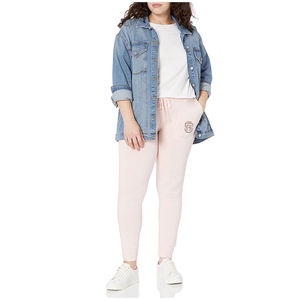 2023 logotipo personalizado de alta calidad bolsillos laterales mujeres lisas Fitness al aire libre pantalones de chándal Rosa teñido Slim Fit cordón - Product Image 6