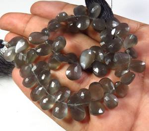 Vente en gros lot de perles de poire en pierre de lune grise taillée à facettes de 8-11mm 8 brins de pierres précieuses naturelles prix d'usine en vrac - Product Image 4