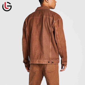 Chaqueta vaquera Vintage de algodón 100% con diseño personalizado de alta calidad, chaqueta vaquera con estampado de retazos y etiqueta lavada - Product Image 4