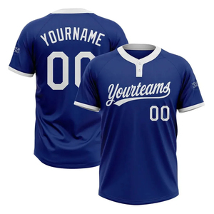 Venta caliente personalizado sublimado camisetas de béisbol patrón sólido dos botones béisbol Softball desgaste tallas grandes logotipo frontal colocación - Product Image 3