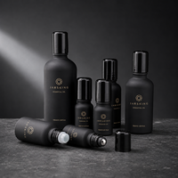 Flacon roll-on en verre fin noir mat anti-reflet pour sérums contour des yeux haute performance et extraits végétaux