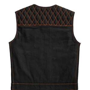 Chaleco de cuero genuino transpirable para hombre, ropa exterior de invierno de estilo informal, con decoración de botones de tela tejida - Product Image 6