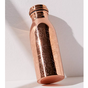 Artistic Geometric Pattern Etched <b>Copper</b> <b>Water</b> <b>Bottle</b> For Pure Ayurvedic Healthy Drinking - Product Image 5