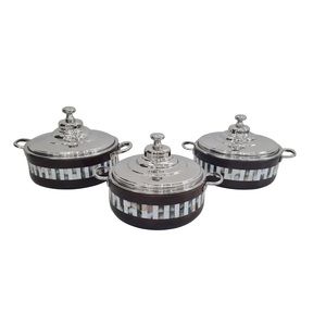 Design exclusif en acier inoxydable finition émaillée marmite de service faite à la main forme arrondie servant de délicieux plats table à manger - Product Image 4