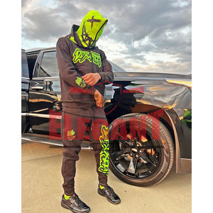 Survêtements avec fermeture éclair complète pour hommes broderie logo poche cargo pantalons de survêtement évasés et ensembles de sweat à capuche sialkot pakistan survêtement - Product Image 3