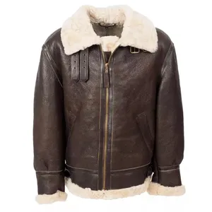 <b>Sheepskin</b> B3 Flight Brown Leather <b>Jacket</b> - Product Image 1