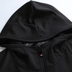 Sweat à capuche compressif pour homme, motif uni, sweat à capuche en tissu tricoté, streetwear d'automne - Product Image 3