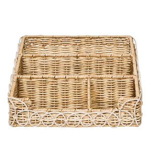 Premium Handwoven Natural Wicker Multipurpose <b>Desk</b> Organizer Elegant Rustic Sustainable Storage <b>Accessory</b> Item Must Have - Product Image 3