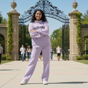 Lambda Iota Society Two Piece Solid Vintage Sweatshirt Pants <b>Set</b> 100% Cotton Fleece Daily Wear High Street Style All - Product Image 5