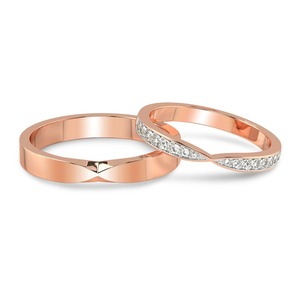 Balanced Pair Diamond Band Set Lab Grown Diamond 0.20 Ct Tw 14K Solid Gold FG Color VS Clarity 16 Diamond Coordinated <b>Ring</b> Duo - Product Image 3