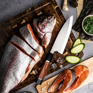 มีดโอเอ็มแบบปรับแต่งได้มีดเชฟแบบญี่ปุ่นมีดสีดำควายฮอร์นและด้ามจับทำจากเหล็กทะเลทราย - Product Image 2