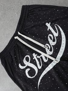 Vintage Acid Washed Loose Fit Jogger Sweatpants Men Custom Screen Print Cotton French Terry Rhinestone Baggy Straight Sweatpants - Product Image 4