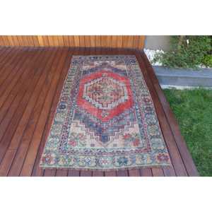 พรมวินเทจขนาด 3.5x6.4 ฟุต, พรม, พรมสีแดงไล่เฉด, พรมขนสัตว์ - Product Image 1