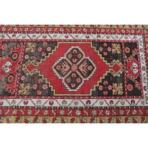 Vintage Rug, 3.2x5.2 ft Accent Rug, Red <b>Yellow</b> <b>Wool</b> Rug - Product Image 5