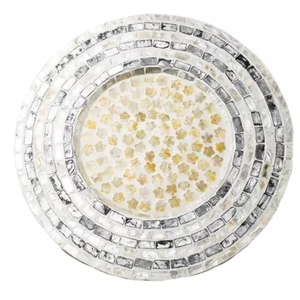 High Quality Mother of Pearl Round <b>Chocolate</b> Tray for Arabian Holiday Eid <b>Ramadan</b> Handcrafted From Vietnam - Product Image 2