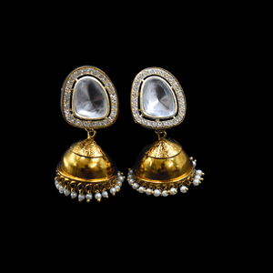 คุณภาพพรีเมี่ยมวัสดุทองเหลืองและทองโบราณ kundan STUD jhumka ต่างหูแฟนซีเครื่องประดับสำหรับสาวและผู้หญิง - Product Image 2