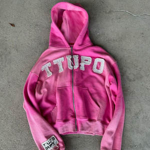 Fabricante personalizado 500 Gsm Sudadera con capucha de peso pesado grueso desgastado recortado parche bordado hombres ácido lavado Streetwear Sudadera con capucha - Product Image 4