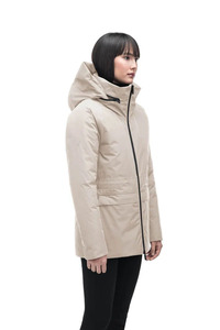 Vente en gros de parka courte à capuche Litho tricotée personnalisée pour femmes veste d'hiver matelassée en duvet de bulle chapeau détachable en tissu respirant - Product Image 4
