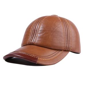 Gorra de béisbol de cuero genuino para hombre, gorro de béisbol de cuero genuino, lavado con agua caliente, venta al por mayor, LC-0044 - Product Image 3