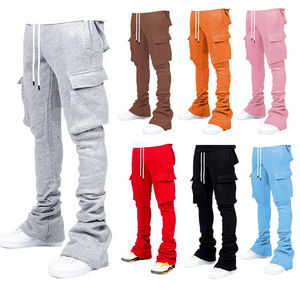 กางเกงวอร์มขายส่งคุณภาพสูงสำหรับผู้ชาย ลายพิมพ์สามมิติรูปโครงกระดูกแบบพอง กางเกงฟลีซทรงขาบานซ้อนทับสำหรับผู้ชาย - Product Image 2