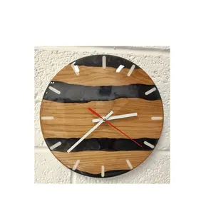 厂家价格天然木质和黑色树脂挂钟实木颜色定制品牌挂钟装饰手工工艺品