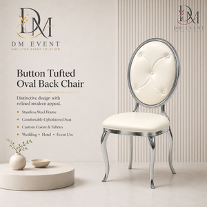 Chaise de mariage ronde à dossier capitonné en acier inoxydable argenté avec coussin blanc pour banquets et événements hôteliers – Vente en gros de sièges - Product Image 1