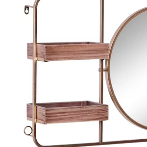 Étagères murales de luxe en fer marron Glam miroir Vintage moderne maison décorative encadrée verre salon décoration murale fournitures en vrac - Product Image 4