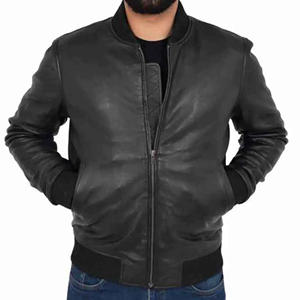 Chaqueta de cuero negro para hombre superventas al por mayor chaqueta de moda cortavientos con cierre de cremallera chaqueta de alta calidad para hombre - Product Image 5