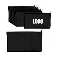Dompet Koin Kosmetik Hadiah Ber-resleting Kustomisasi Logo Anda Sendiri Penyimpanan Hitam 100% Katun Kanvas Ramah Lingkungan Dapat Digunakan Kembali Portabel